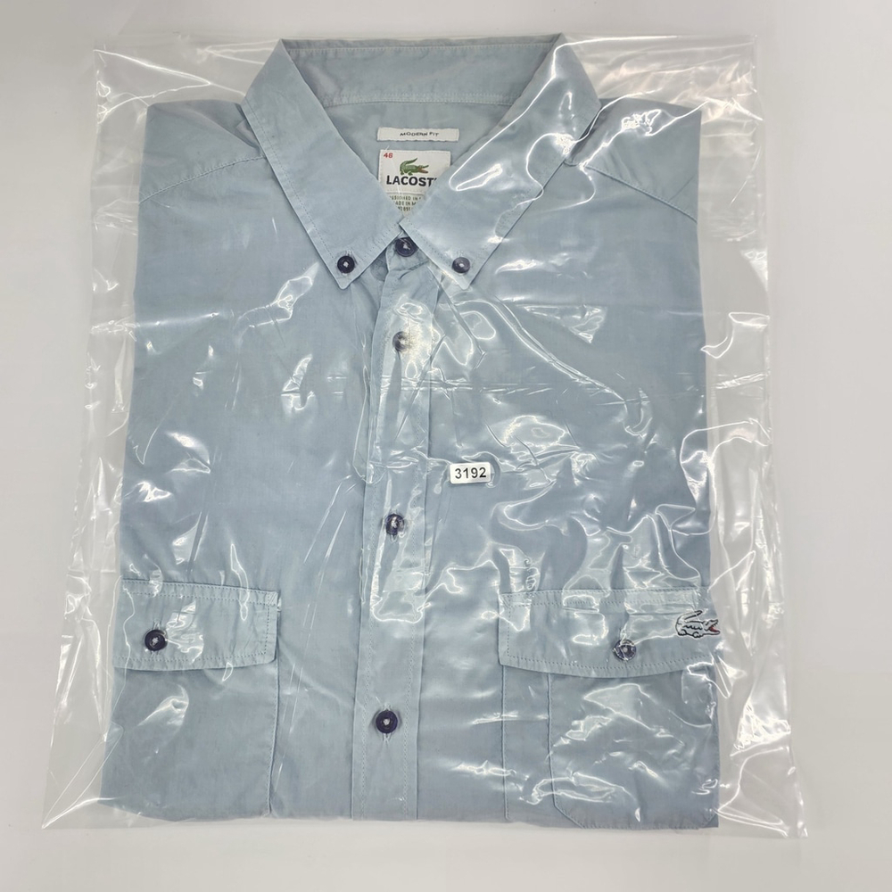 Lacoste Modern Fit Button Down Shirt Mens 46 Blue Cotton Long Sleeve... - Picture 16 of 16